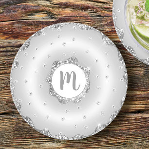 Dessous-de-verre Rond En Papier Paillettes argent gaufrage donut chic écriture gir