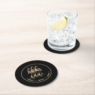 Dessous-de-verre Rond En Papier Paix ! Angel Black Gold