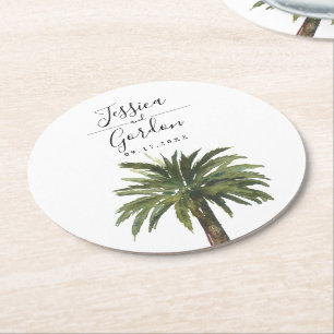 Dessous-de-verre Rond En Papier Palm Dusty   Plage