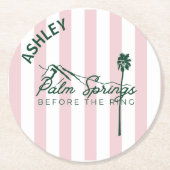Dessous-de-verre Rond En Papier Palm Springs avant le ring Bachelorette (Devant)