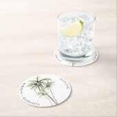 Dessous-de-verre Rond En Papier Palm Tree Tropical | Mariage minimal (En situation)