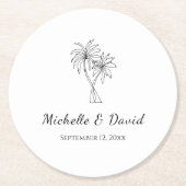Dessous-de-verre Rond En Papier Palmiers tropicaux Destination Mariage Réception (Devant)