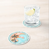 Dessous-de-verre Rond En Papier Palmiers tropicaux Hawaiian Island Good Vibes (En situation)