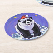 Dessous-de-verre Rond En Papier Panda Bear Noël (Incliné)