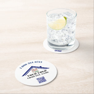 Dessous-de-verre Rond En Papier Panneau de commande de code QR du logo personnalis