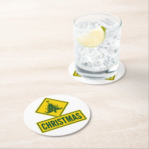 Dessous-de-verre Rond En Papier Panneau de signalisation de route de vacances mode