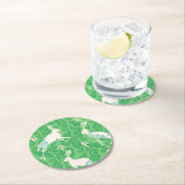 Dessous-de-verre Rond En Papier Paper Coaster in spring green rabbits and ferns (En situation)