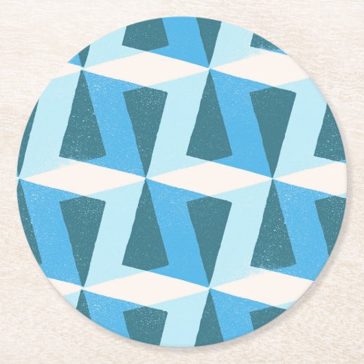 Dessous-de-verre Rond En Papier Paper Coaster in square geometric bright blue (Devant)