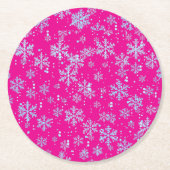 Dessous-de-verre Rond En Papier Paper Coasters, Bright Fuchsia Snowflakes (Devant)