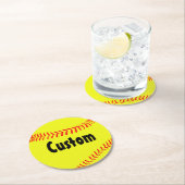 Dessous-de-verre Rond En Papier Papier Softball Personnalisé (En situation)