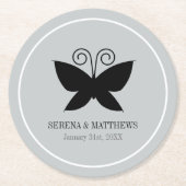 Dessous-de-verre Rond En Papier Papillon noir (Devant)