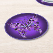 Dessous-de-verre Rond En Papier Papillon Violet 31  (Incliné)