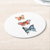 Dessous-de-verre Rond En Papier Papillons (Incliné)