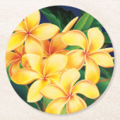 Dessous-de-verre Rond En Papier Paradis tropical Plumeria Hawaiian (Devant)