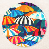 Dessous-de-verre Rond En Papier Parapluie Abstrait Rainbow Beach (Devant)