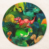 Dessous-de-verre Rond En Papier Parc Dinosaur (Devant)