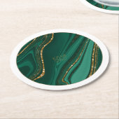 Dessous-de-verre Rond En Papier Parties scintillant Abstraite Strata Mariage Green (Incliné)