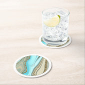 Dessous-de-verre Rond En Papier Parties scintillant Abstraite Strata Mariage ID903 (En situation)