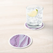 Dessous-de-verre Rond En Papier Parties scintillant Abstraite Strata Mariage Lilac (En situation)