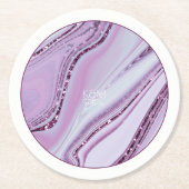 Dessous-de-verre Rond En Papier Parties scintillant Abstraite Strata Mariage Lilac (Devant)