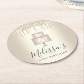 Dessous-de-verre Rond En Papier Parties scintillant de gâteau d'or goutte d'élégan (Incliné)