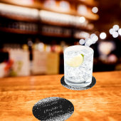 Dessous-de-verre Rond En Papier Parties scintillant en argent noir mariage