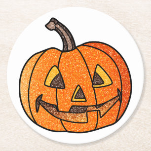 Dessous-de-verre Rond En Papier Parties scintillant Jack O'Lantern