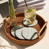 Dessous-de-verre Rond En Papier Pastel aquarelle branches pourpre et vert