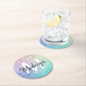 Dessous-de-verre Rond En Papier Pastel Parties scintillant Bokeh Arrière - plan Gl (En situation)