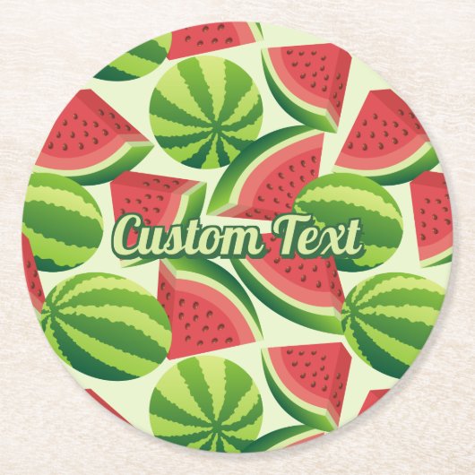 Dessous-de-verre Rond En Papier Pastèque (Devant)