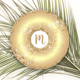 Dessous-de-verre Rond En Papier Pâte à modeler en paillettes dorées monogramme scr