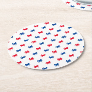 Dessous-de-verre Rond En Papier Patriotique motif de crabe rouge blanc et bleu