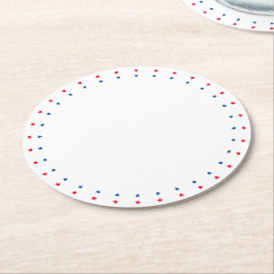 Dessous-de-verre Rond En Papier Patriotique rouge blanc bleu étoiles frontière vac