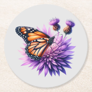 Dessous-de-verre Rond En Papier Pause avec Pen: papillon Vice-Président