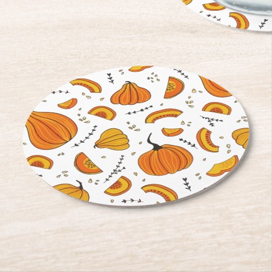 Dessous-de-verre Rond En Papier Pays Rustique Automne Citrouille Automne (Incliné)