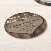 Dessous-de-verre Rond En Papier Pays Rustique Se Faire Hitcher Enregistrer La Date (Incliné)