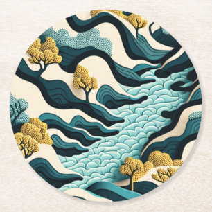 Dessous-de-verre Rond En Papier Paysage moderne