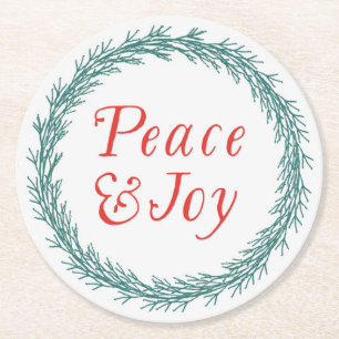 Dessous-de-verre Rond En Papier Peace & Joy Dessous de verre de Noël de style Vint