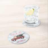 Dessous-de-verre Rond En Papier Peace Love & Joy Toy Camion Joyeux Noël (En situation)
