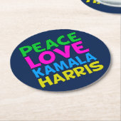 Dessous-de-verre Rond En Papier Peace Love Kamala Harris (Incliné)