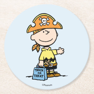 Dessous-de-verre Rond En Papier Peanuts Charlie Brown Pirate Halloween
