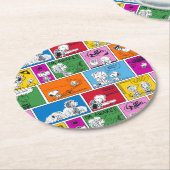 Dessous-de-verre Rond En Papier PEANUTS | Classic Comic Motif (Incliné)