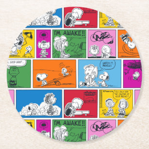 Dessous-de-verre Rond En Papier PEANUTS   Classic Comic Motif
