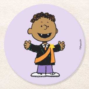 Dessous-de-verre Rond En Papier Peanuts Franklin Halloween Vampire