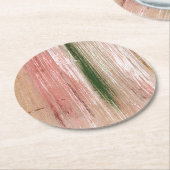 Dessous-de-verre Rond En Papier Peinture abstraite rayée rose (Incliné)