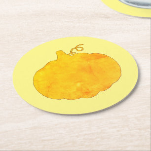 Dessous-de-verre Rond En Papier Peinture aquarelle citrouille