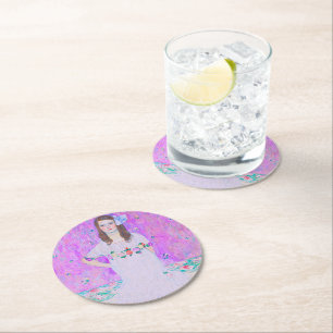 Dessous-de-verre Rond En Papier Peinture Mäda Primavesi de Gustav Klimt