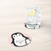 Dessous-de-verre Rond En Papier Penguin thème Baby shower mignonne (En situation)