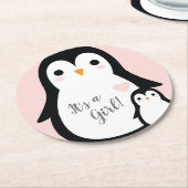 Dessous-de-verre Rond En Papier Penguin thème Baby shower mignonne (Incliné)