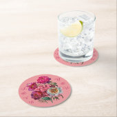 Dessous-de-verre Rond En Papier Peonies et jardin aux fleurs d'Hydrangea (En situation)